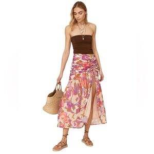 NICHOLAS Mabel Abstract Floral Midi Skirt